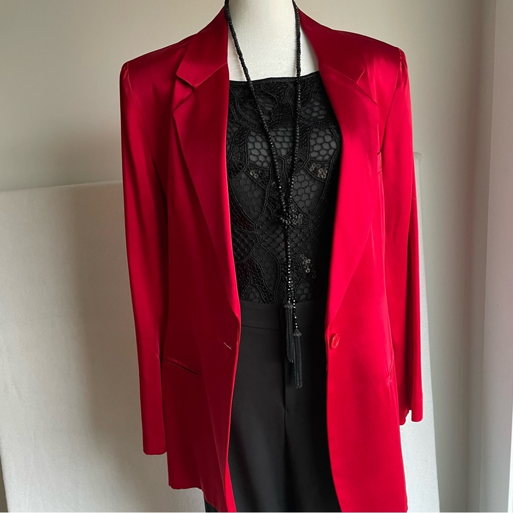 Karen Kane Lifestyle Vibrant Red One-button Blazer in Size 10 - Picture 2 of 14